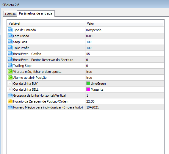 boleta para metatrader